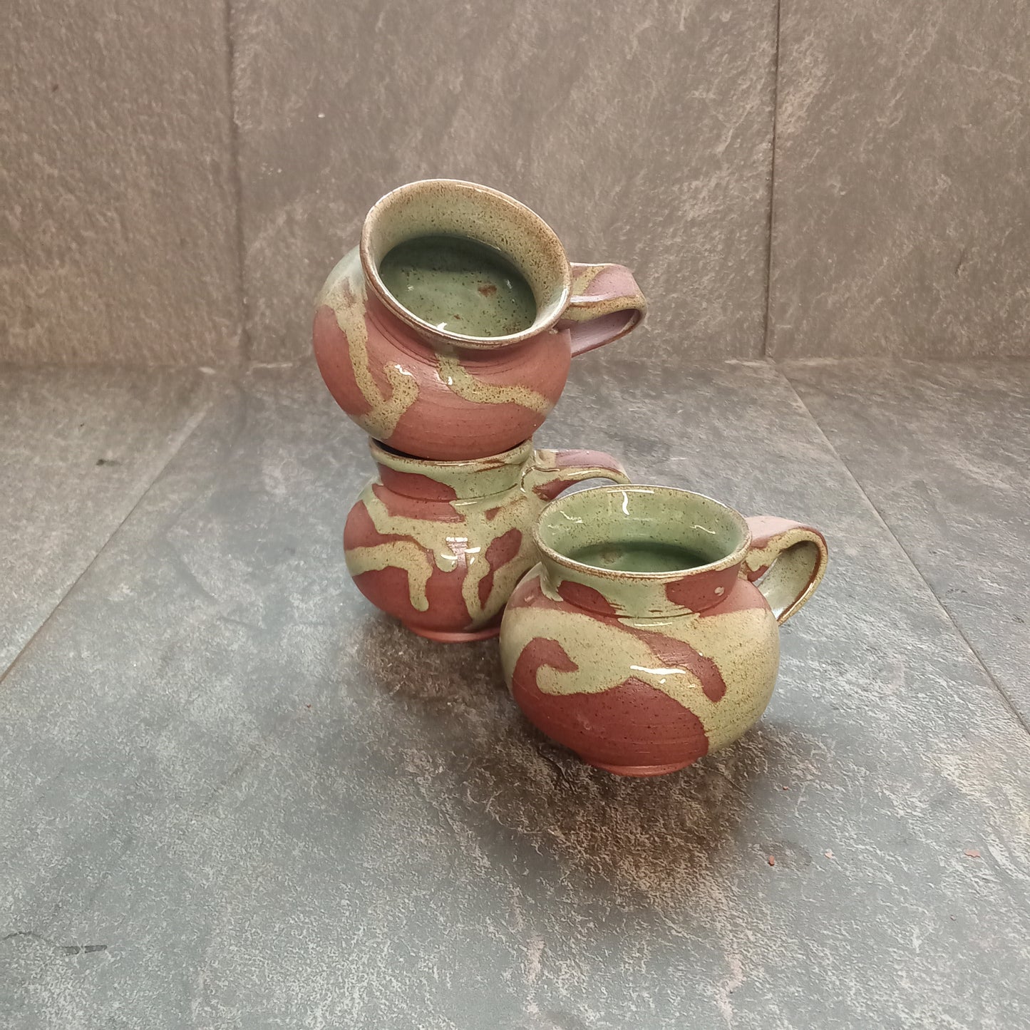Green and Terracotta round espresso mug