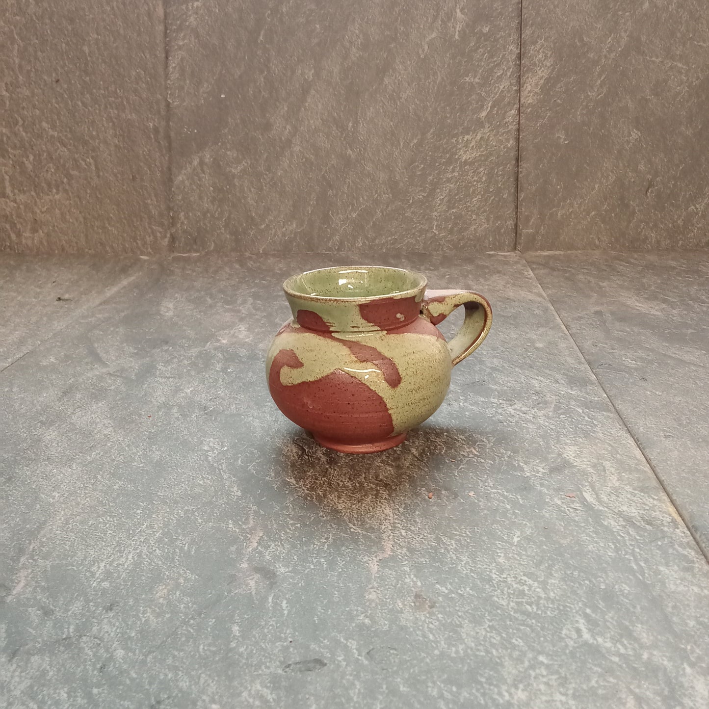 Green and Terracotta round espresso mug