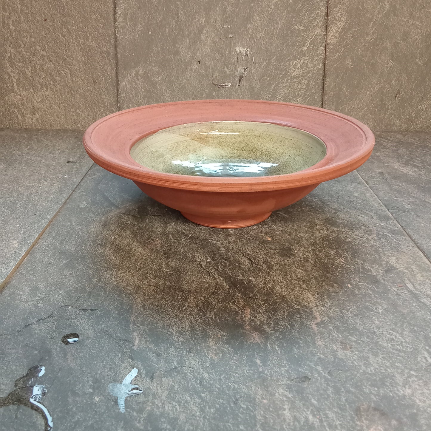 Green and Terracotta pasta bowl