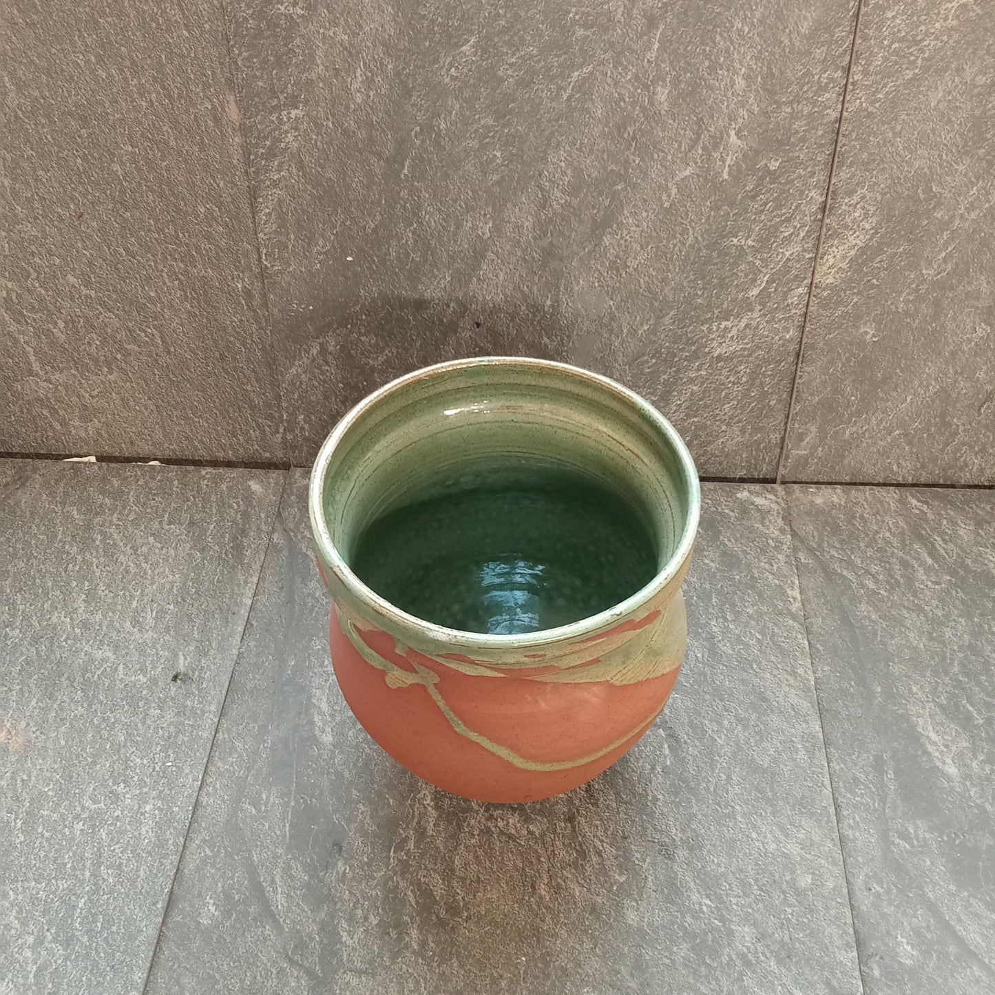 Green and Terracotta eddy vase