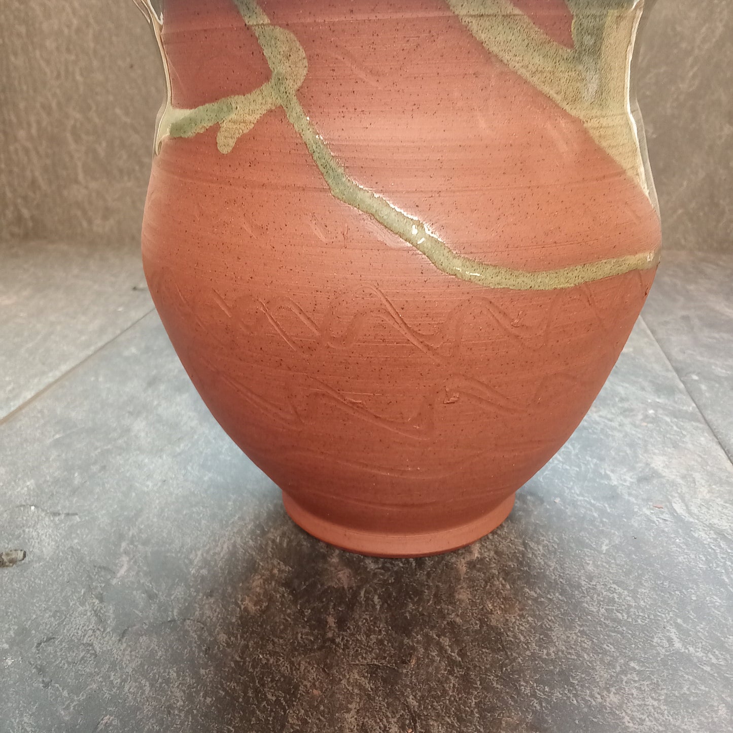 Green and Terracotta eddy vase