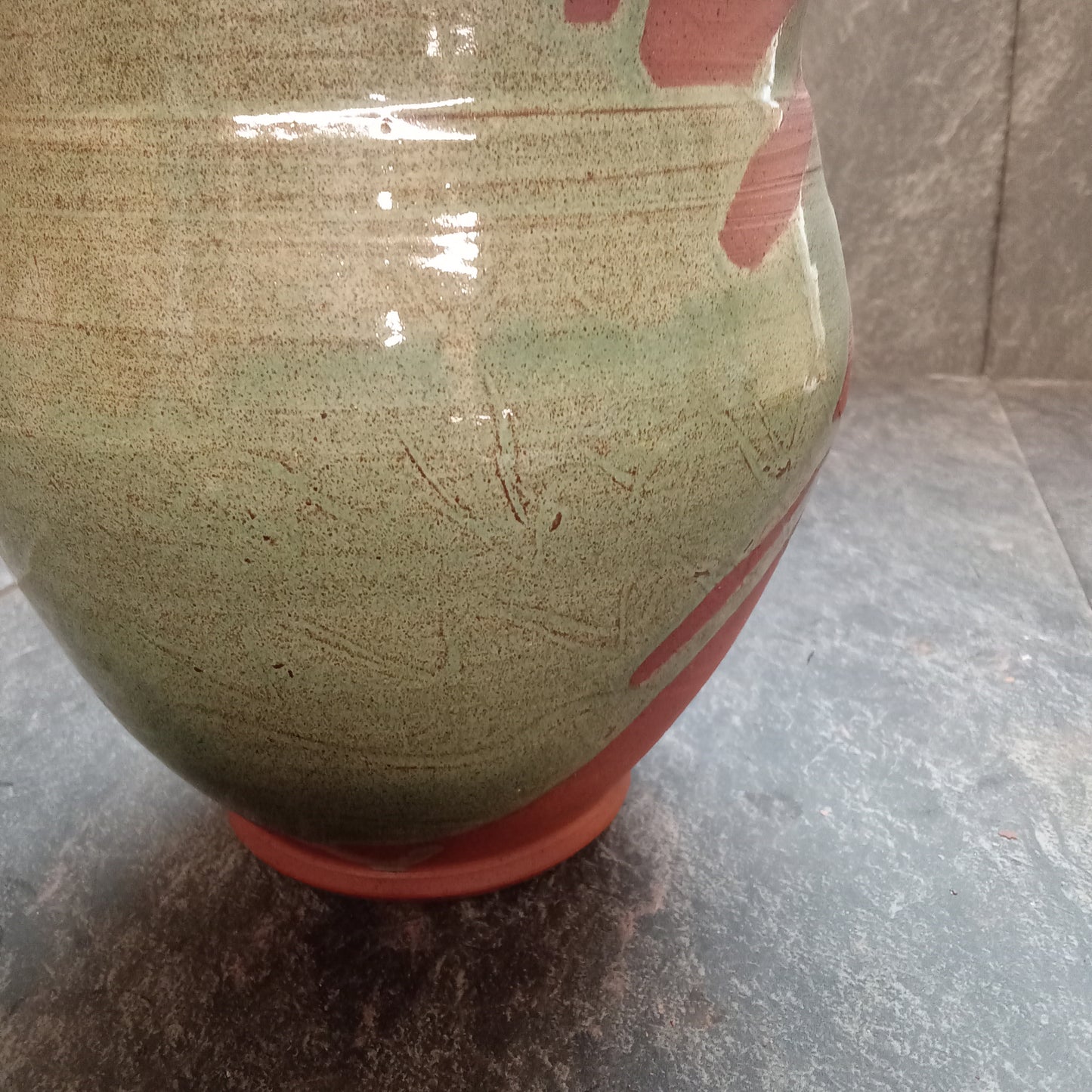 Green and Terracotta eddy vase